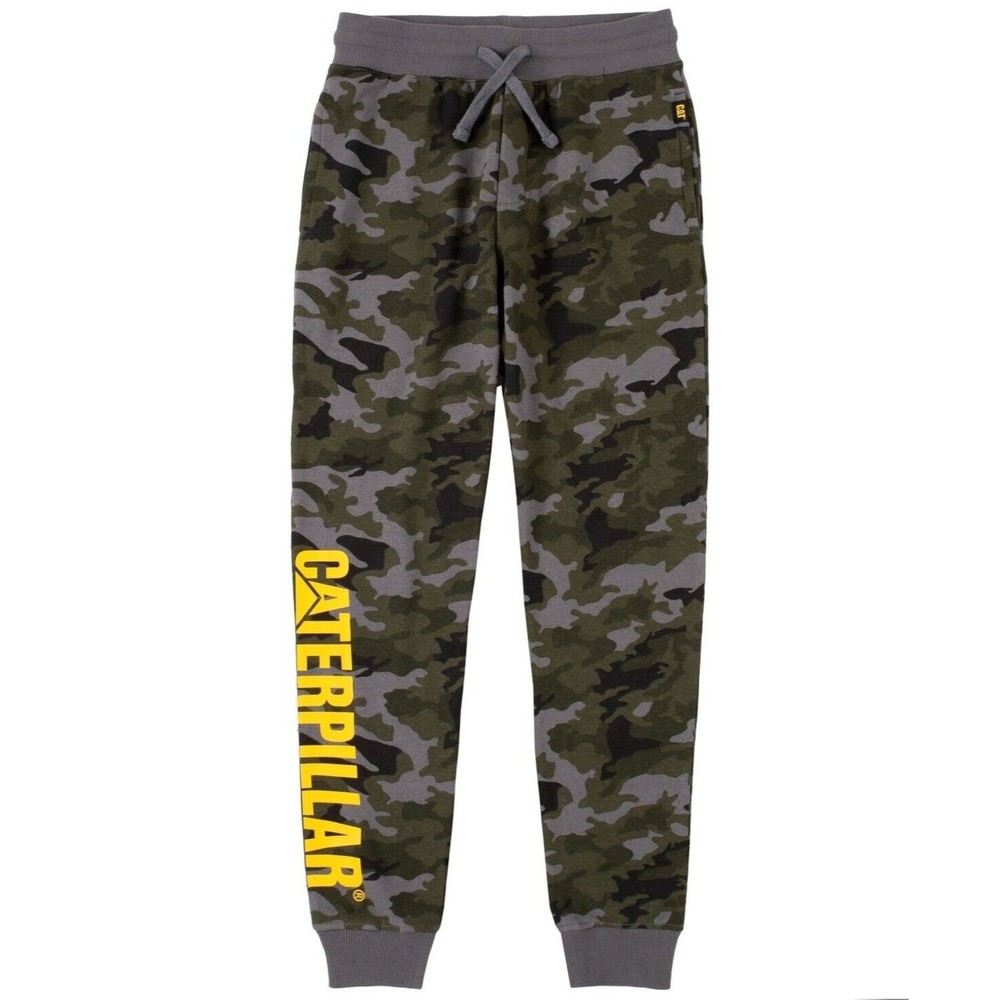 Caterpillar CAT Camo Core Joggers Boys S 8 Green Gray Fleece NEW